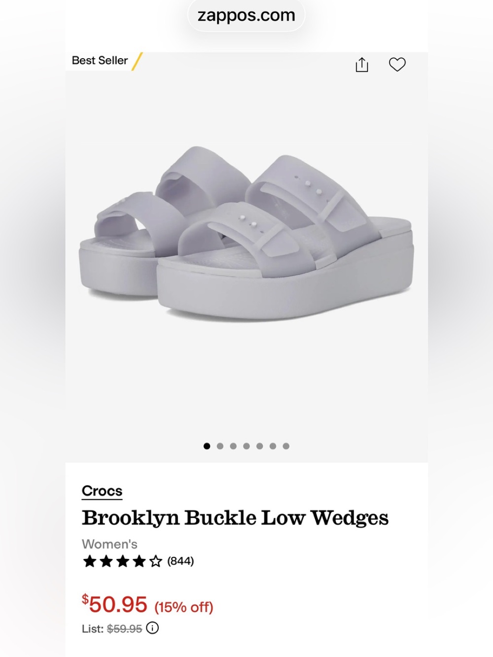 CROCS Kids Brooklyn Buckle Frosted Wedge Sandals - Light Lavender - Picture 4 of 4